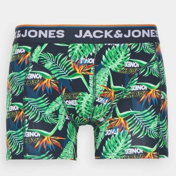 Jack & Jones Men’s Underwear Trunks 5Pack Medium Tropical Print & Solid Stretch - Picture 1 of 10